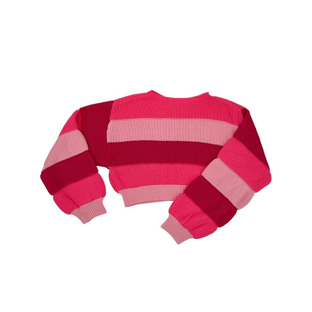 Barbiecore Cropped Hot Pink Ribbed Knit Sweater - Picture 9 of 11